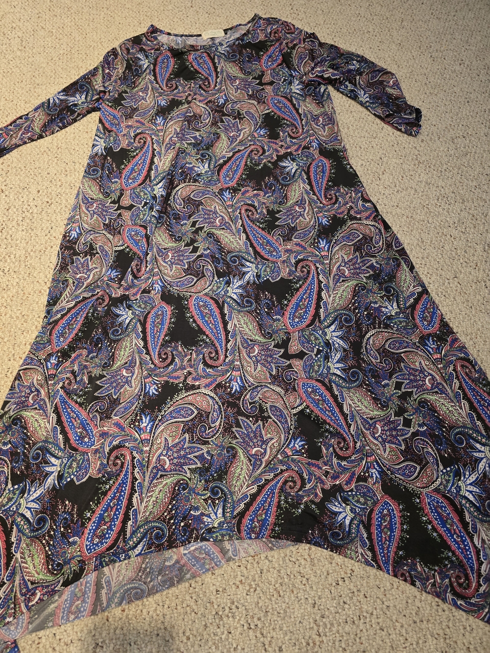 Paisley A-Line Midi Dress in Black & Multicolor